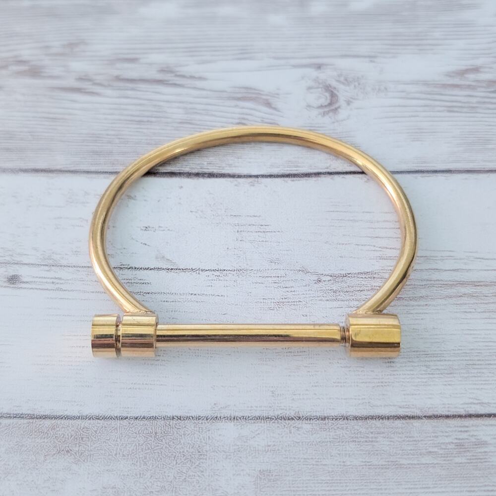 Unusual Locking Gold Tone Bracelet - Statement Bracelet